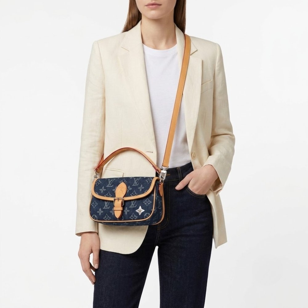 Louis Vuitton Nano Diane Handle Bag Denim Dark Blue 19Cm