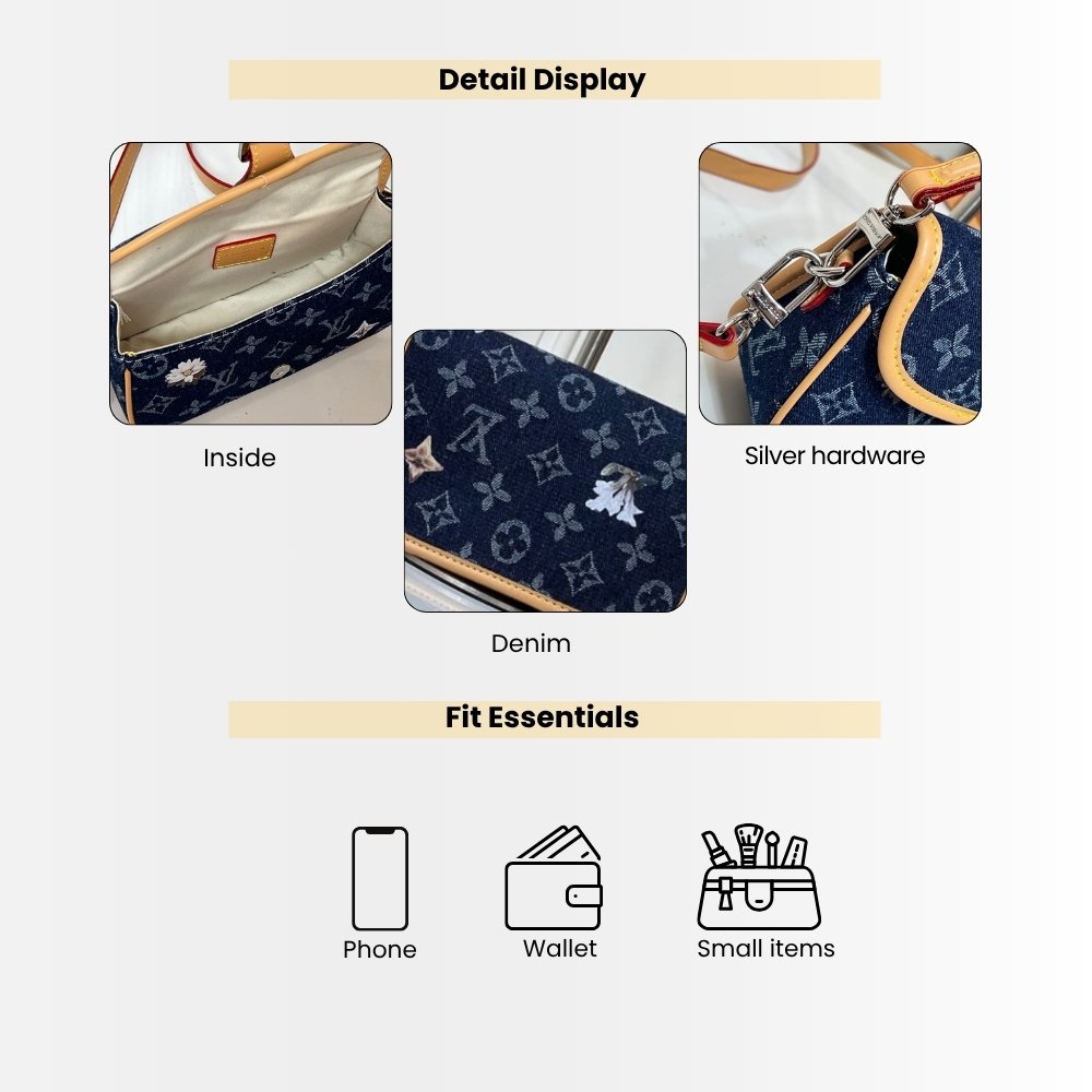 Louis Vuitton Nano Diane Handle Bag Denim Dark Blue 19Cm