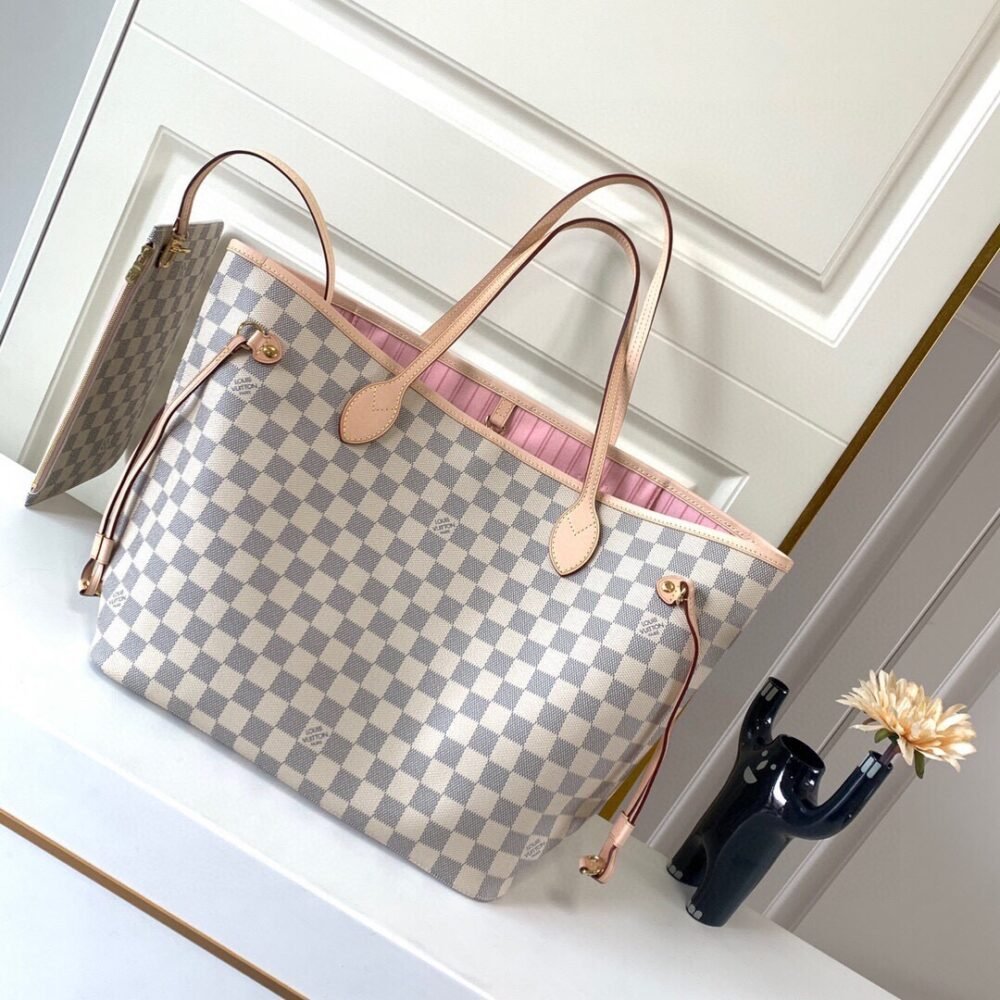 Louis Vuitton Neverfull MM Damier Azur Rose Ballerine 31Cm N40603