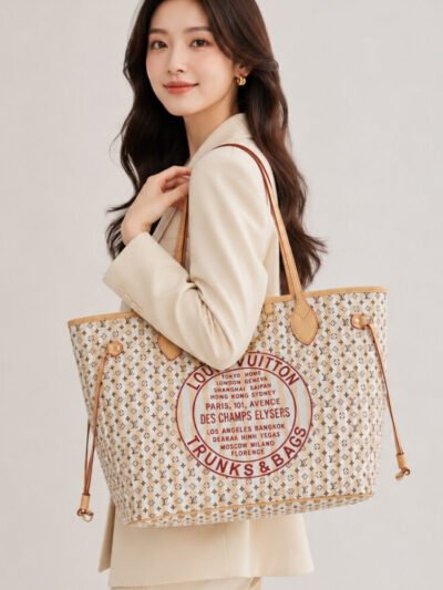Louis Vuitton Neverfull MM LV Stamp Rose 31Cm M29483