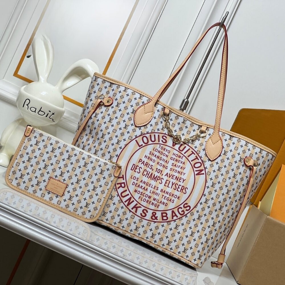Louis Vuitton Neverfull MM LV Stamp Rose 31Cm M29483