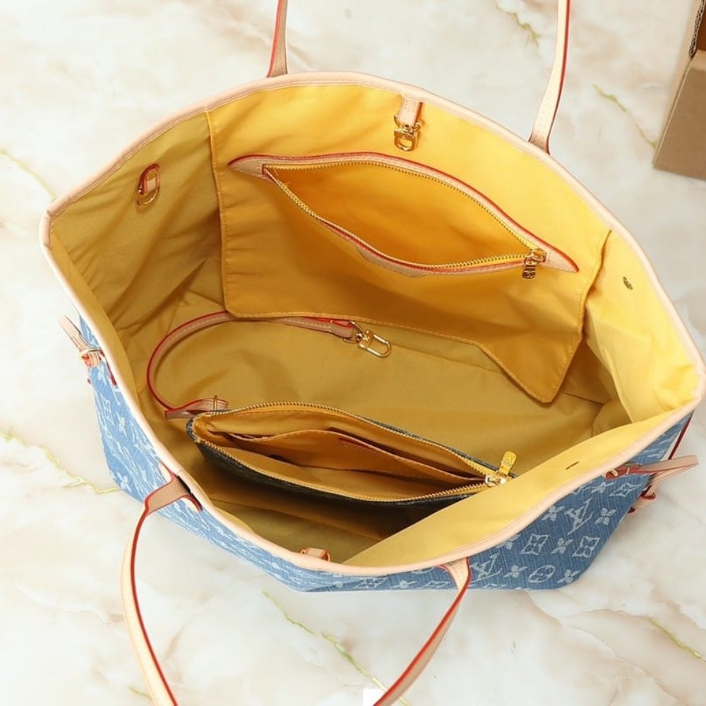 Louis Vuitton Neverfull MM Monogram Denim Blue 31Cm M13192