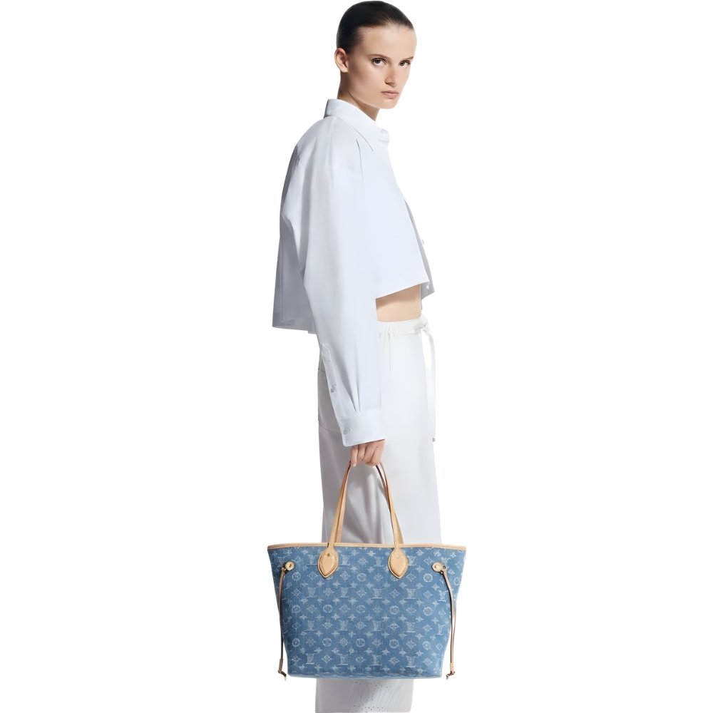 Louis Vuitton Neverfull MM Monogram Denim Blue 31Cm M13192
