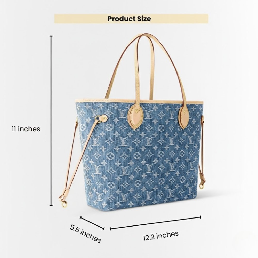 Louis Vuitton Neverfull MM Monogram Denim Blue 31Cm M13192