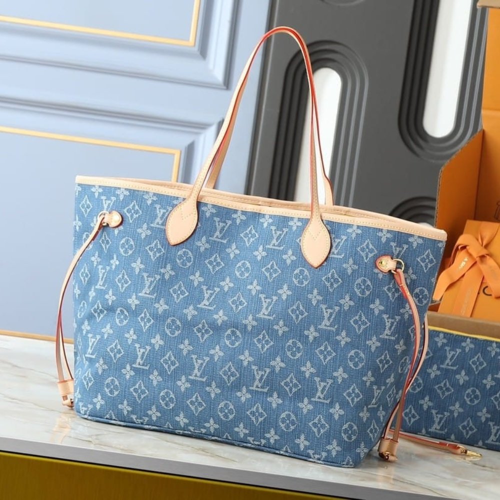 Louis Vuitton Neverfull MM Monogram Denim Blue 31Cm M13192