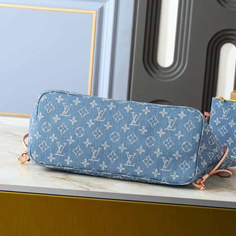 Louis Vuitton Neverfull MM Monogram Denim Blue 31Cm M13192