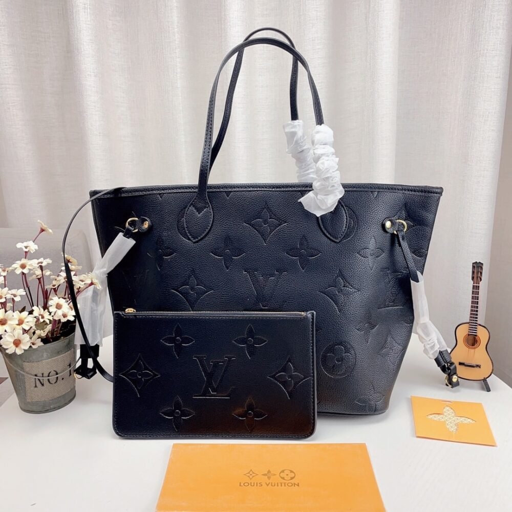 Louis Vuitton Neverfull MM Monogram Empreinte Black 31Cm M45685