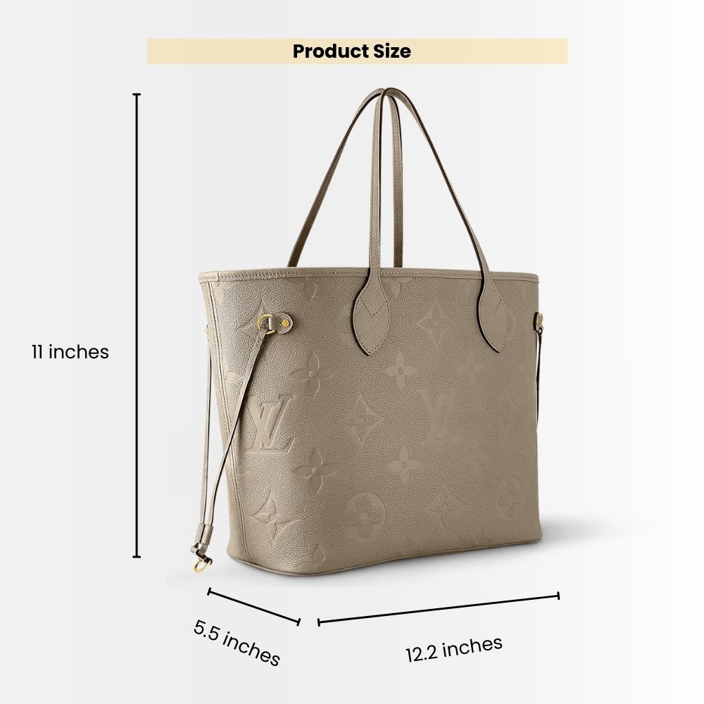 Louis Vuitton Neverfull MM Monogram Empreinte Tourterelle Grey 31Cm M45686