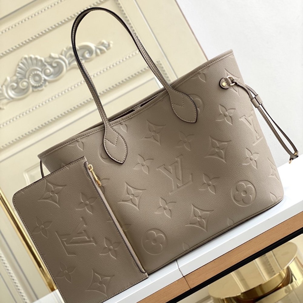 Louis Vuitton Neverfull MM Monogram Empreinte Tourterelle Grey 31Cm M45686