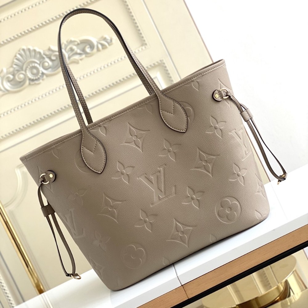 Louis Vuitton Neverfull MM Monogram Empreinte Tourterelle Grey 31Cm M45686