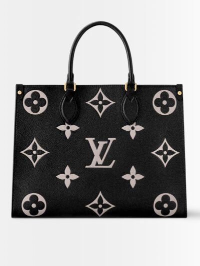 Louis Vuitton Onthego MM Bicolor Monogram Empreinte Black Beige 35Cm M45495