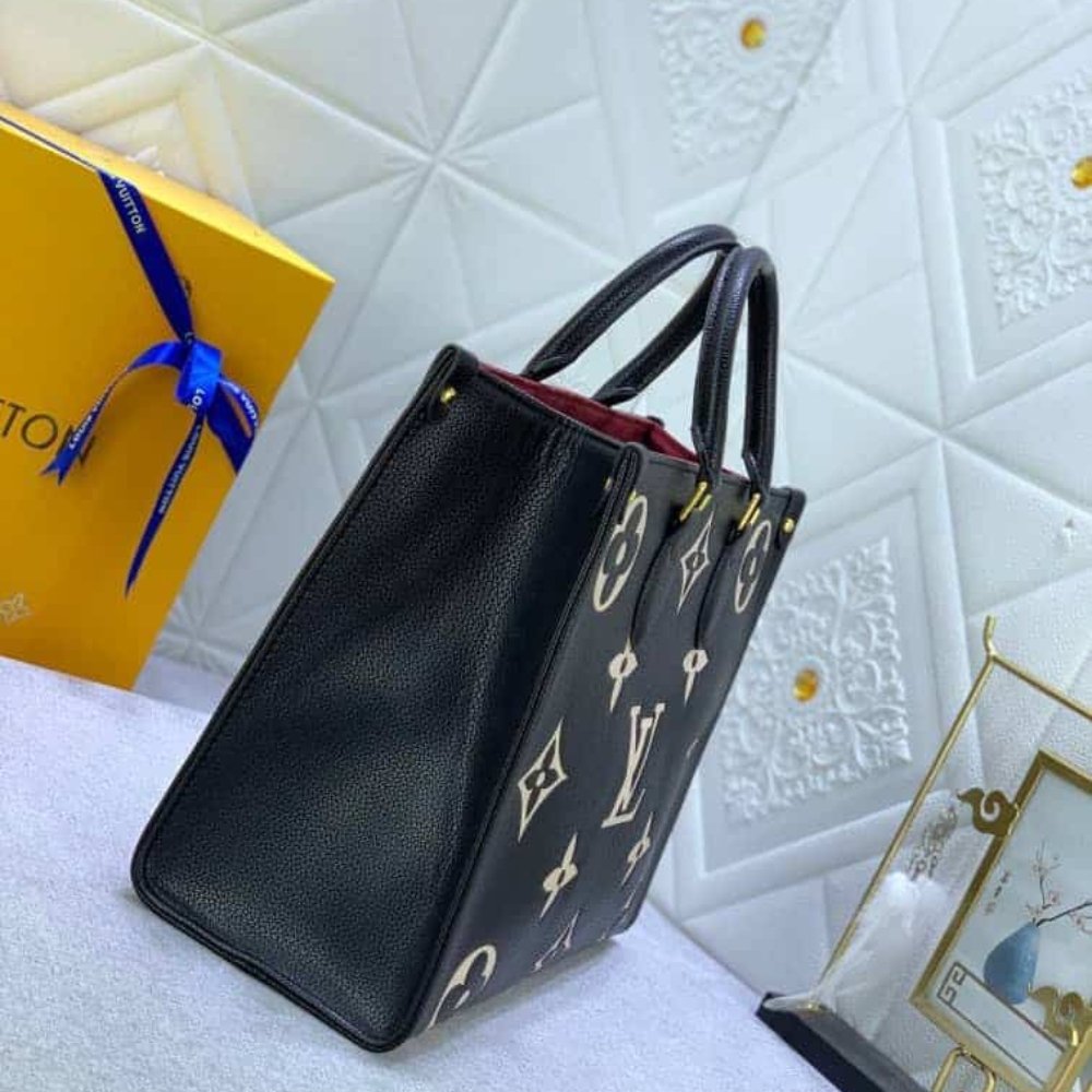 Louis Vuitton Onthego MM Bicolor Monogram Empreinte Black Beige 35Cm M45495