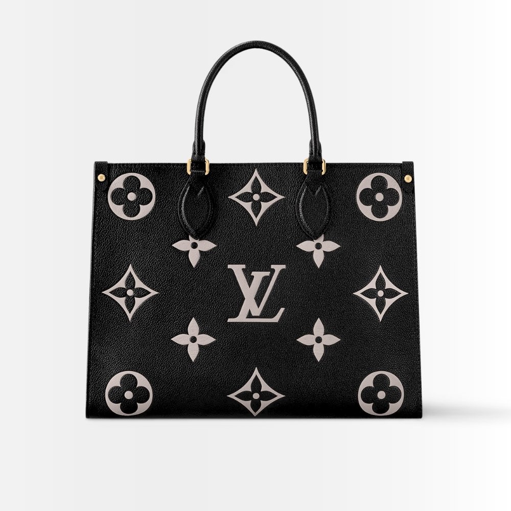 Louis Vuitton Onthego MM Bicolor Monogram Empreinte Black Beige 35Cm M45495