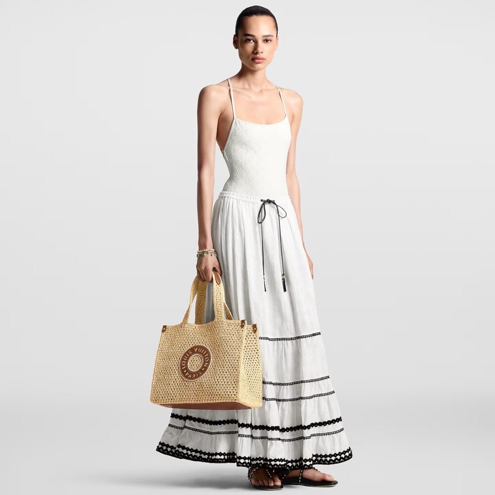 Louis Vuitton Onthego MM Natural Raffia Tan 37Cm M24723