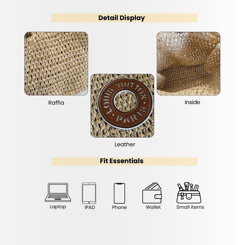 Louis Vuitton Onthego MM Natural Raffia Tan 37Cm M24723
