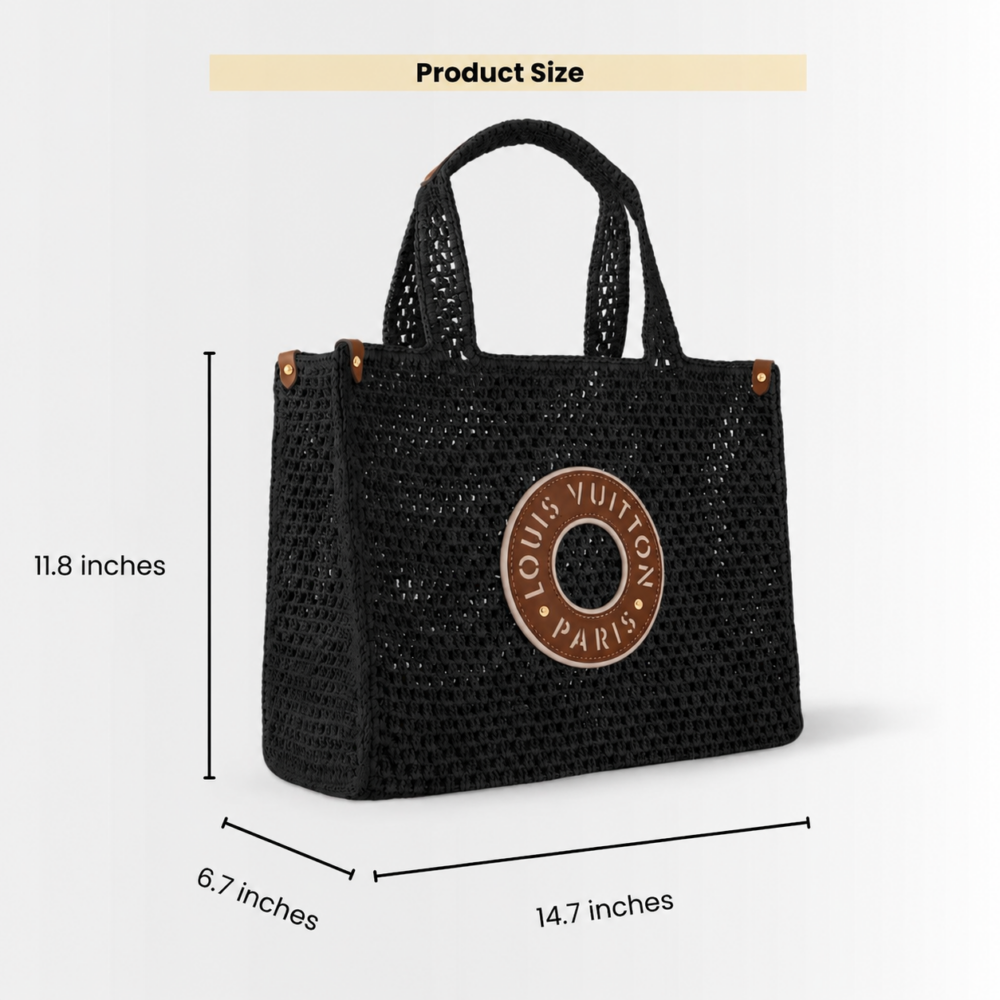 Louis Vuitton Onthego MM Raffia Black 37Cm