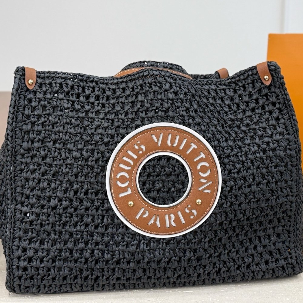 Louis Vuitton Onthego MM Raffia Black 37Cm