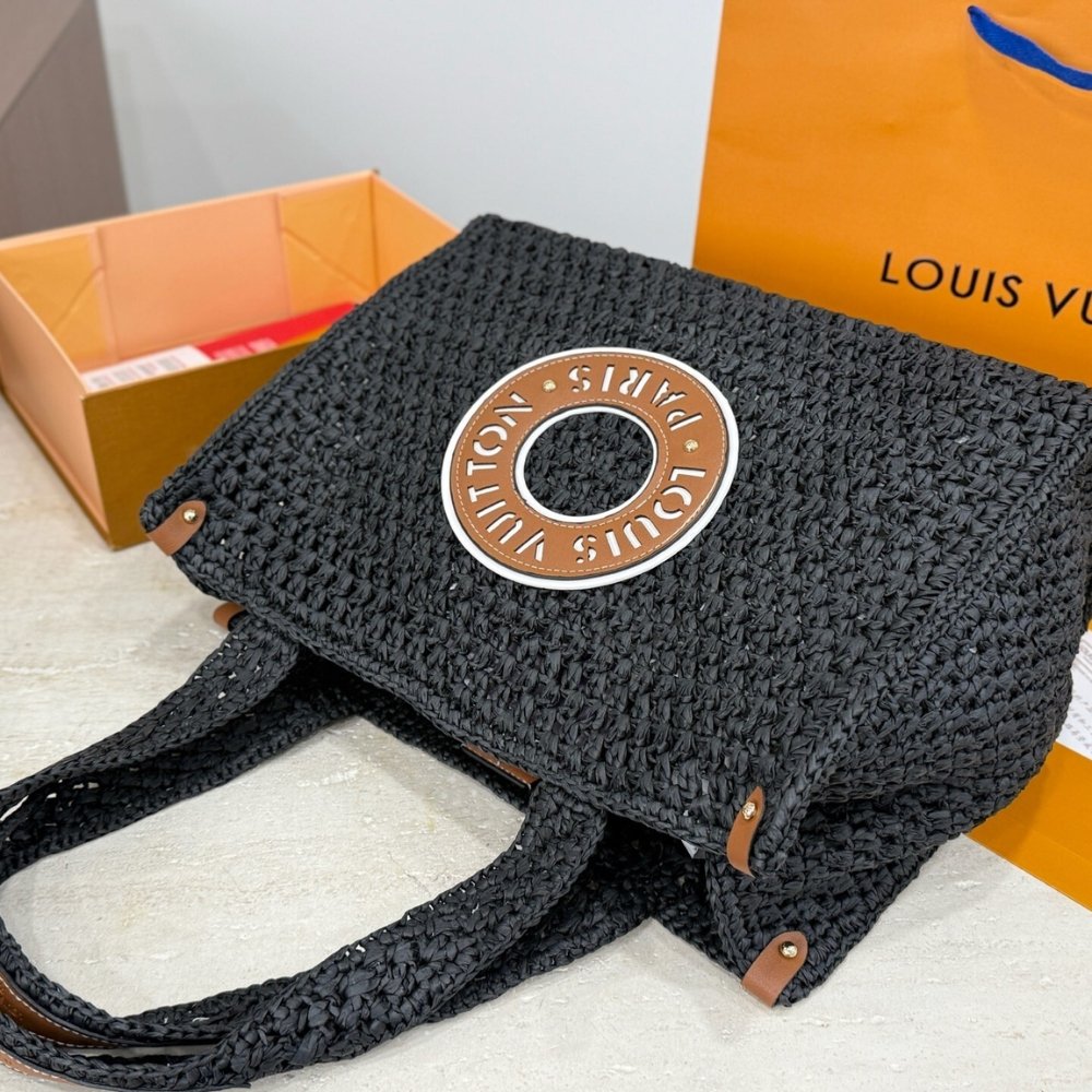 Louis Vuitton Onthego MM Raffia Black 37Cm