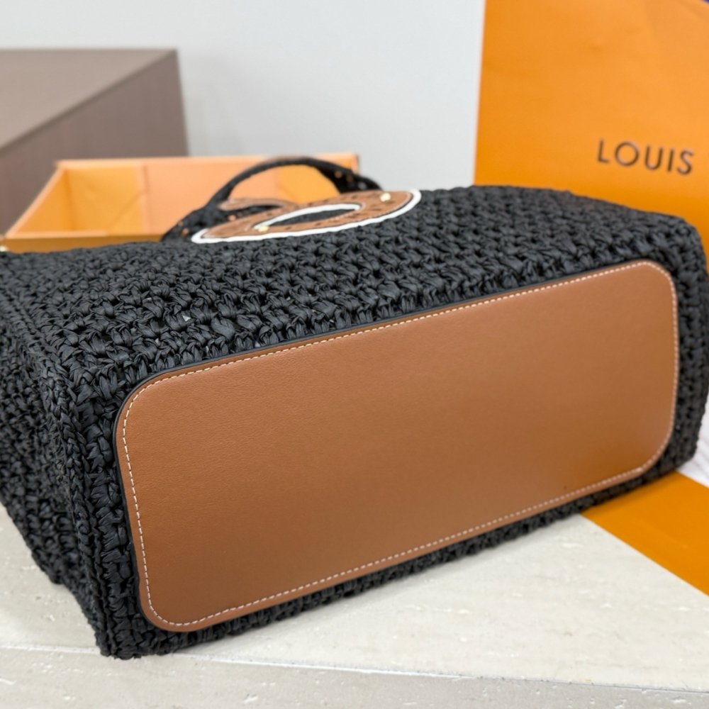 Louis Vuitton Onthego MM Raffia Black 37Cm