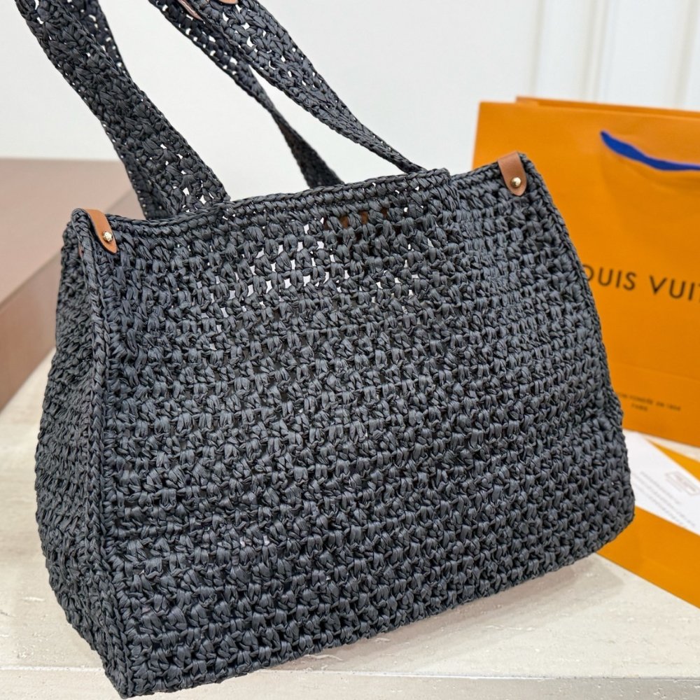 Louis Vuitton Onthego MM Raffia Black 37Cm