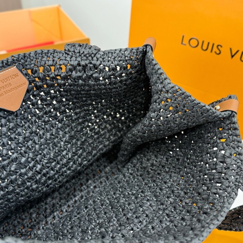 Louis Vuitton Onthego MM Raffia Black 37Cm