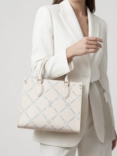 Louis Vuitton Onthego PM Monogram Empreint Couturee Handbag Ivory 25cm