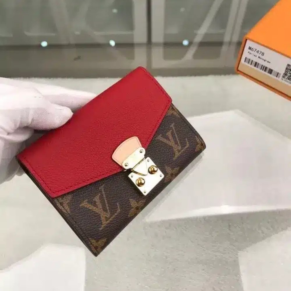 Louis Vuitton Pallas Compact Wallet Brown And Red 13Cm M67478