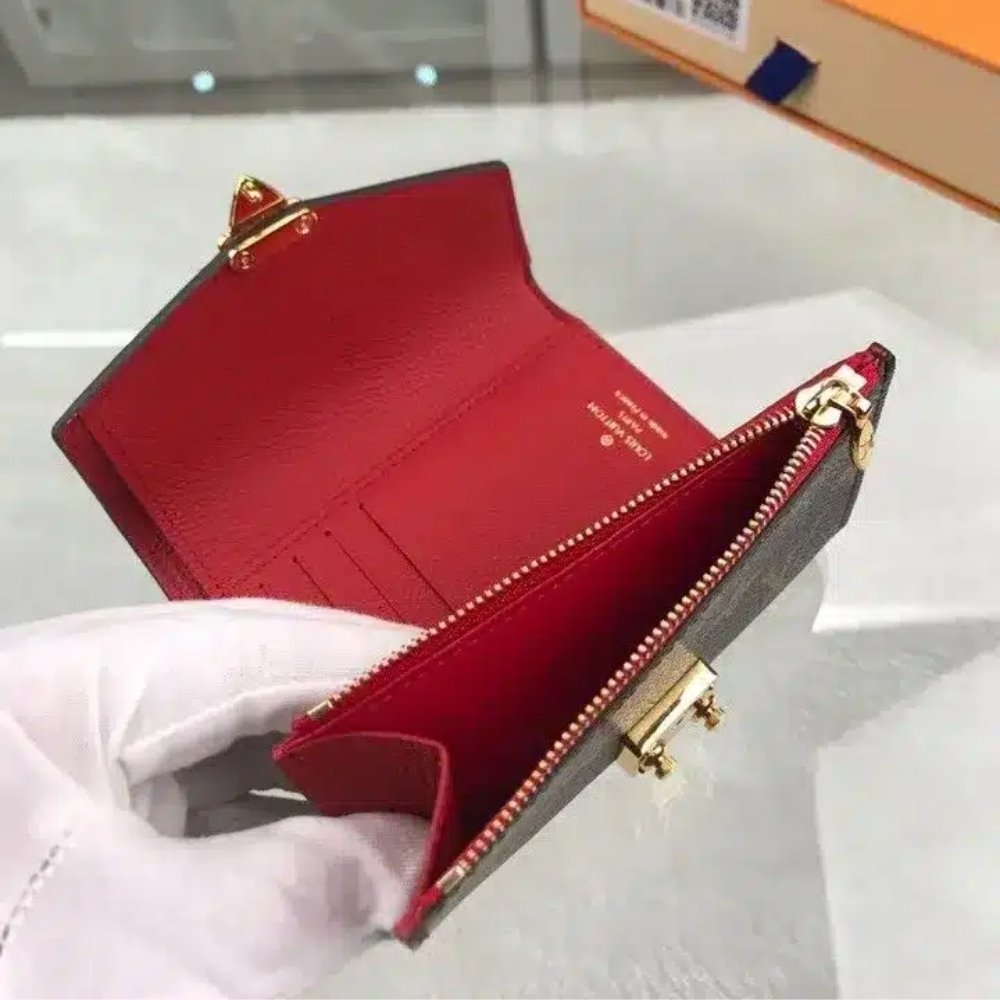 Louis Vuitton Pallas Compact Wallet Brown And Red 13Cm M67478