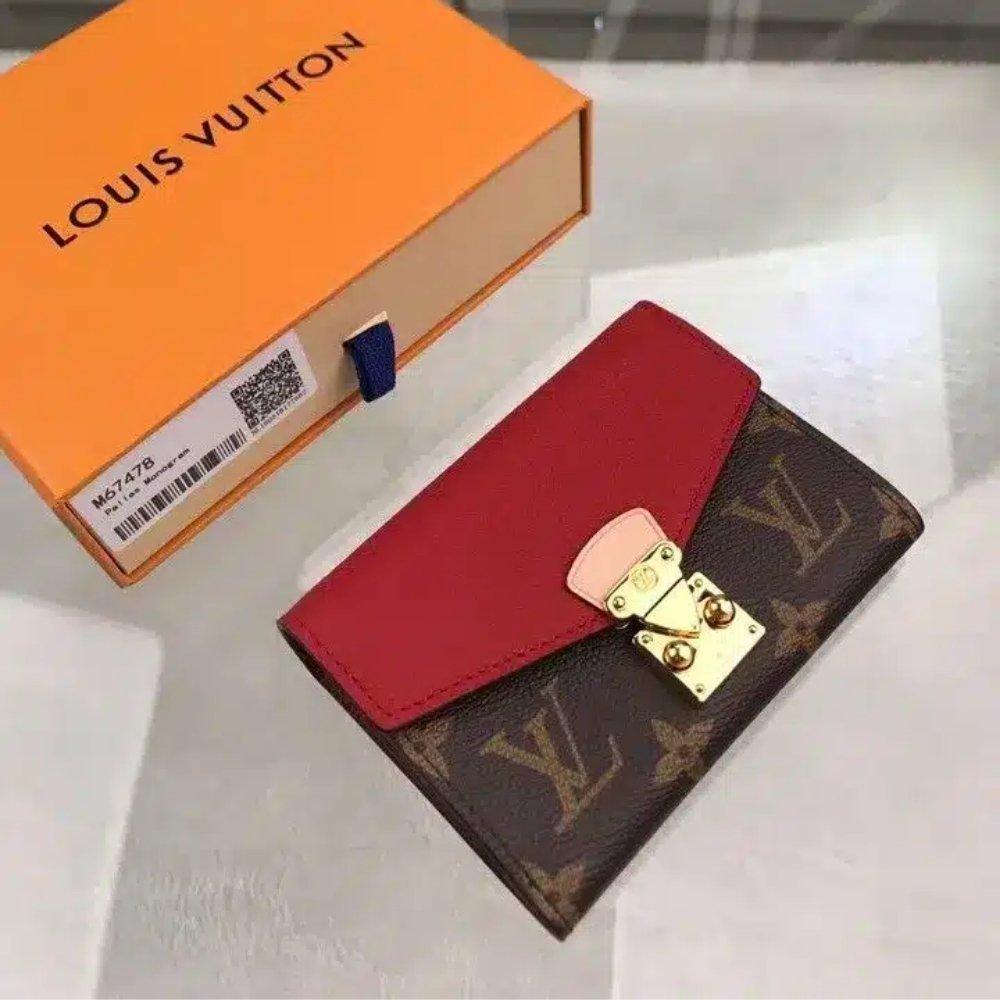 Louis Vuitton Pallas Compact Wallet Brown And Red 13Cm M67478