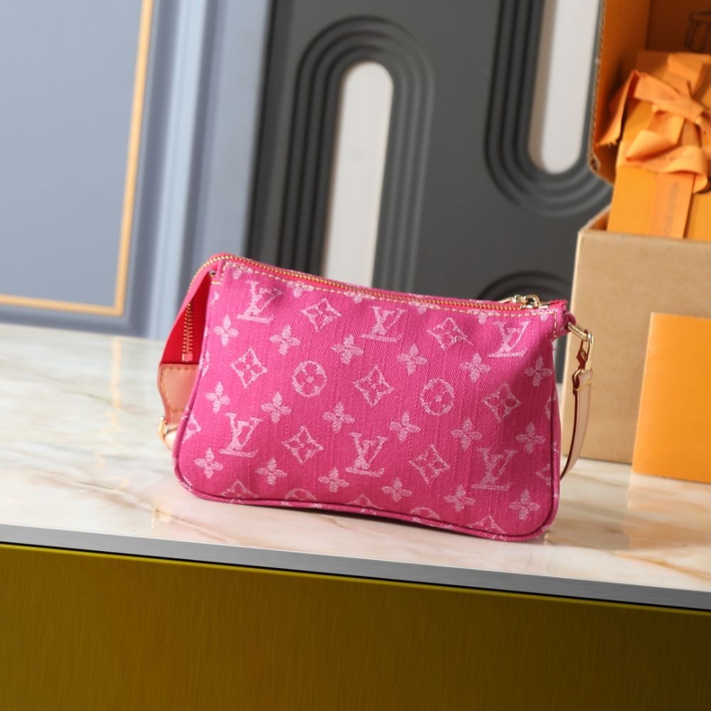 Louis Vuitton Pochette Accessoire Cargo Pink Denim 23cm