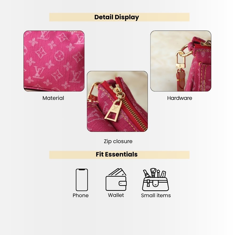Louis Vuitton Pochette Accessoire Cargo Pink Denim 23cm