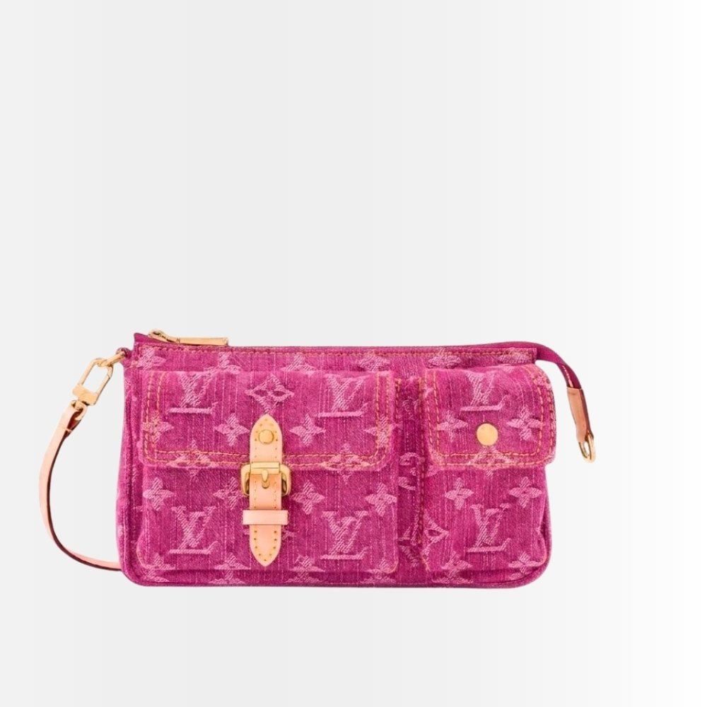 Louis Vuitton Pochette Accessoire Cargo Pink Denim 23cm