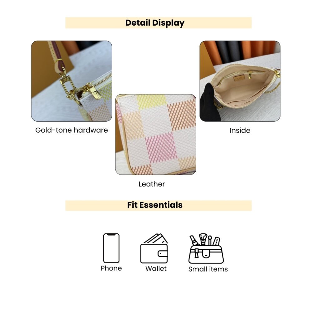 Louis Vuitton Pochette Accessoires Damier Canvas Pink 23Cm N40642