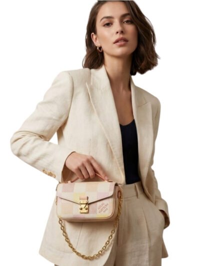 Louis Vuitton Pochette Métis East West Damier Canvas Peach 21Cm N40749