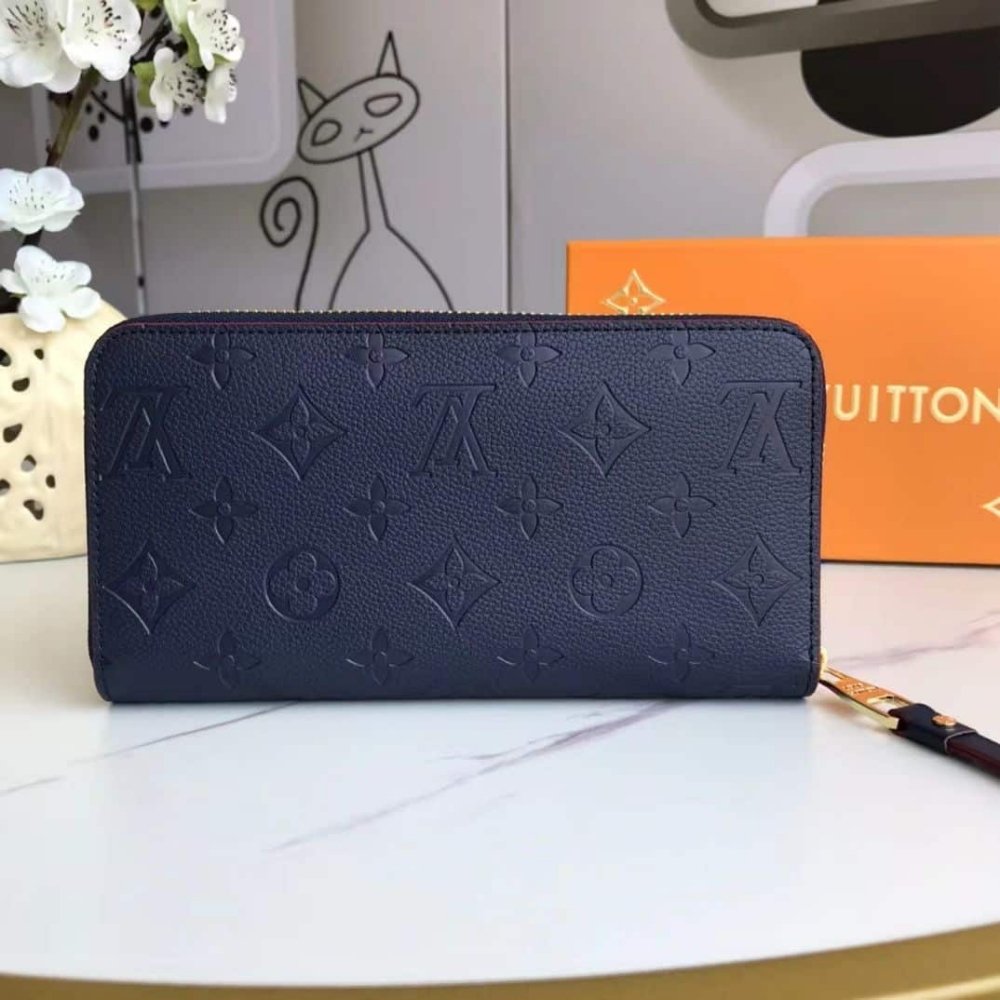 Louis Vuitton Single Zippy Wallet Monogram Dark Blue 19Cm