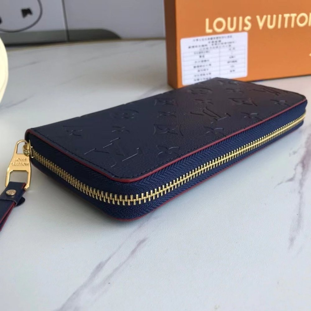 Louis Vuitton Single Zippy Wallet Monogram Dark Blue 19Cm