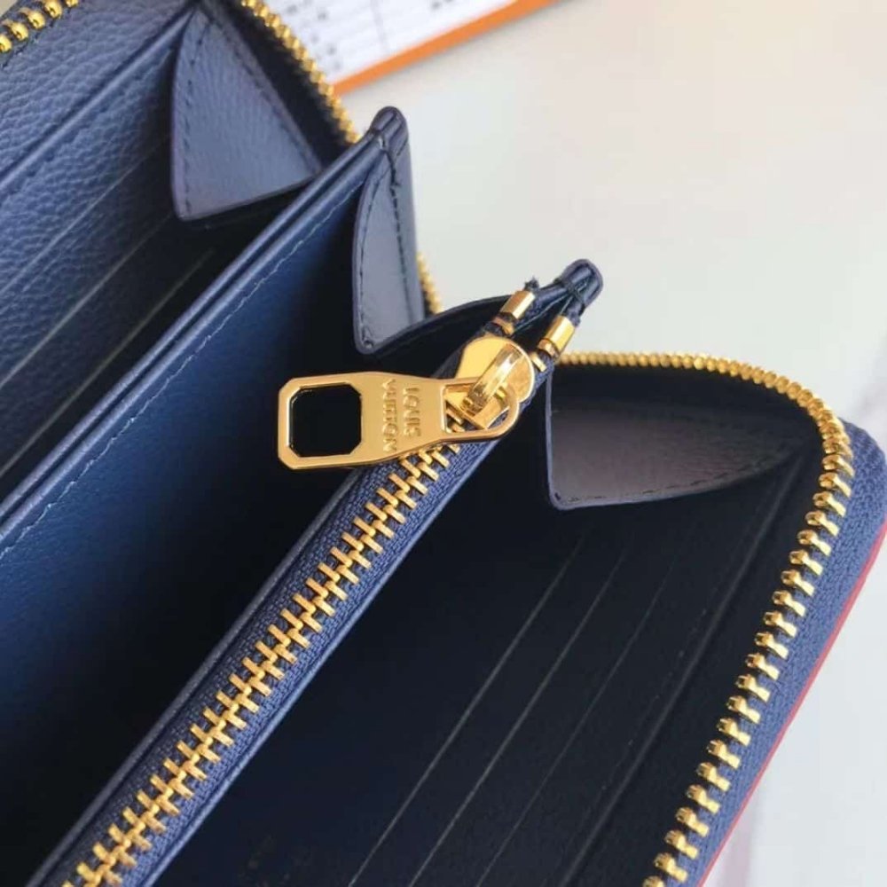 Louis Vuitton Single Zippy Wallet Monogram Dark Blue 19Cm
