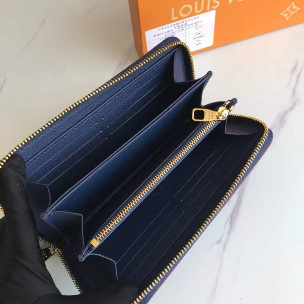 Louis Vuitton Single Zippy Wallet Monogram Dark Blue 19Cm