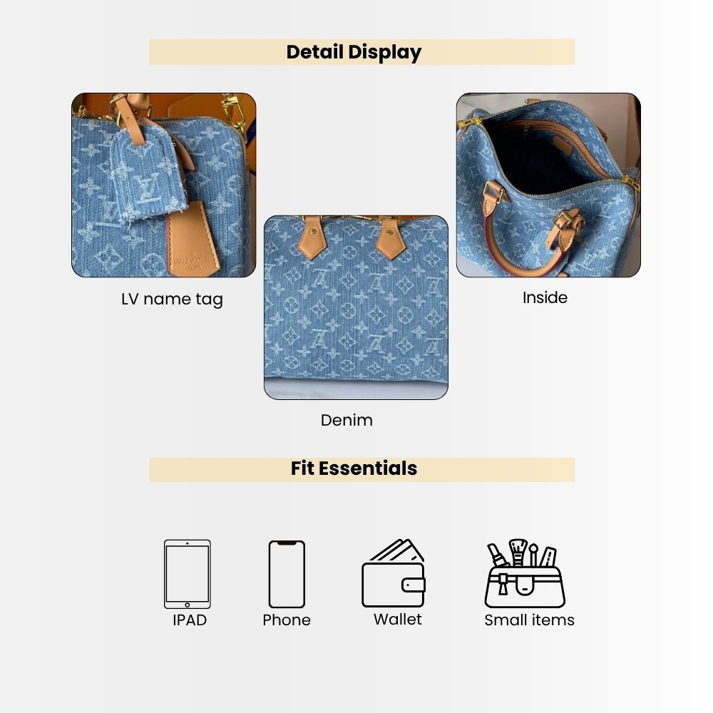 Louis Vuitton Speedy Soft 30 Blue Denim 30Cm M14430