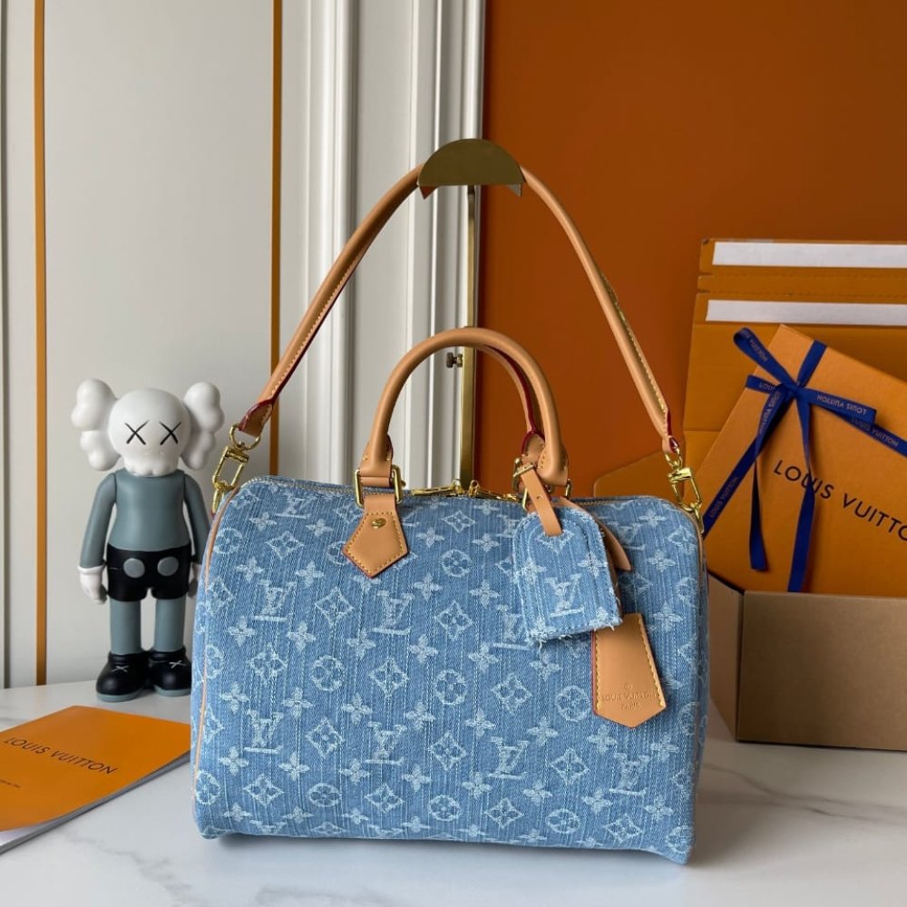 Louis Vuitton Speedy Soft 30 Blue Denim 30Cm M14430
