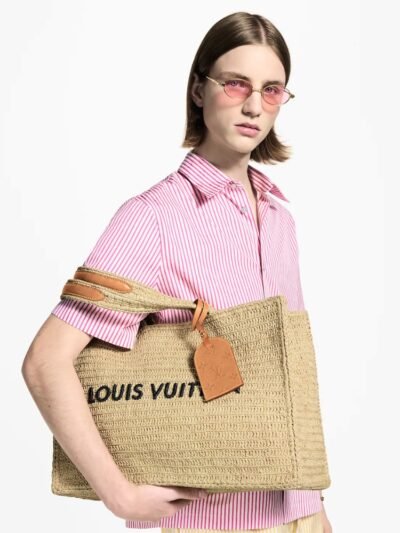 Louis Vuitton Summer Shopper Tote MM Raffia Natural Beige 44cm M14458