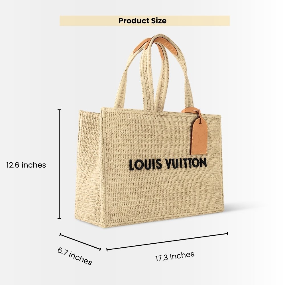 Louis Vuitton Summer Shopper Tote MM Raffia Natural Beige 44cm M14458