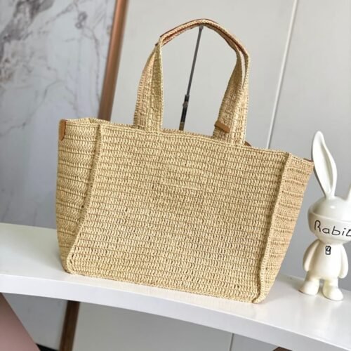 Louis Vuitton Summer Shopper Tote MM Raffia Natural Beige 44cm M14458