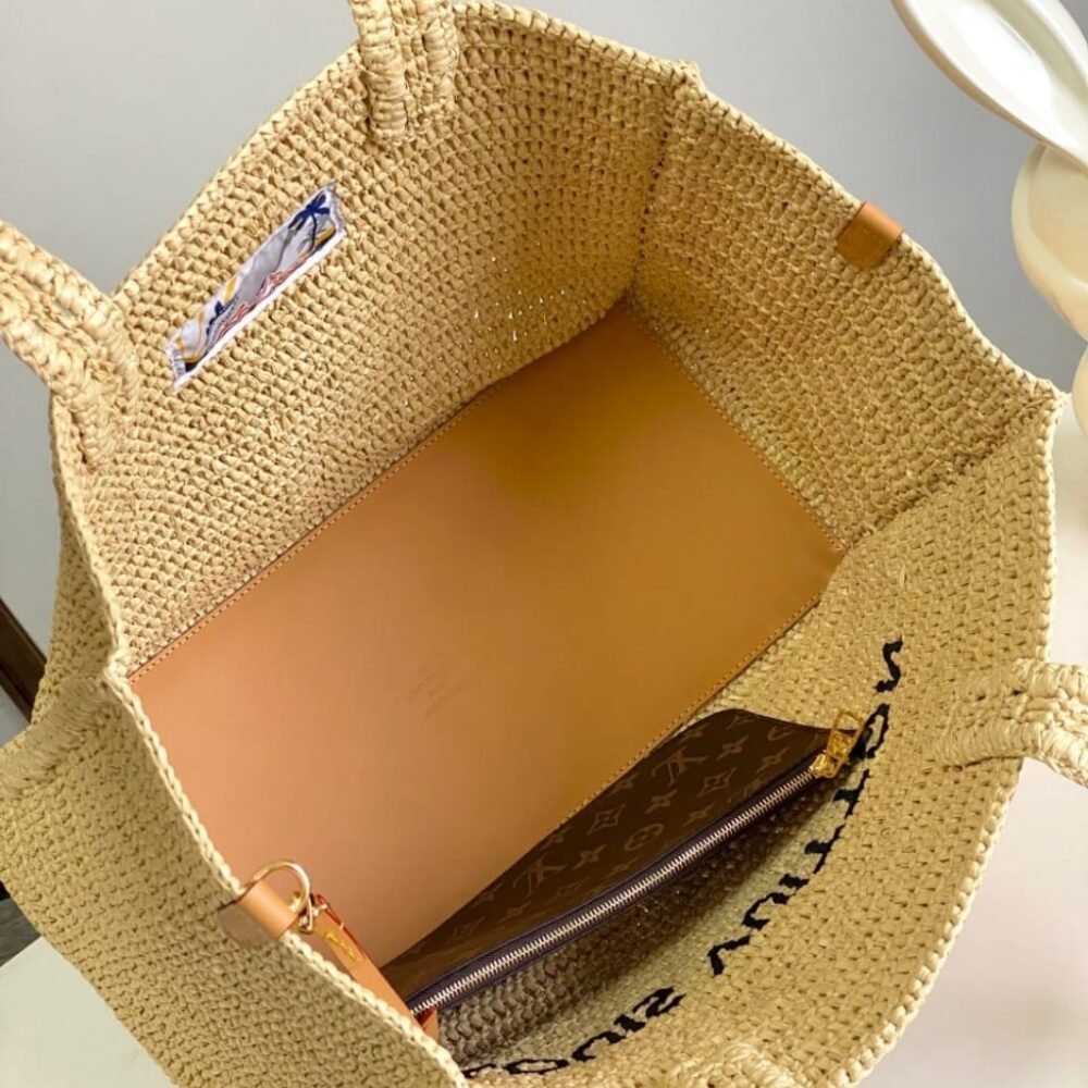 Louis Vuitton Summer Shopper Tote MM Raffia Natural Beige 44cm M14458