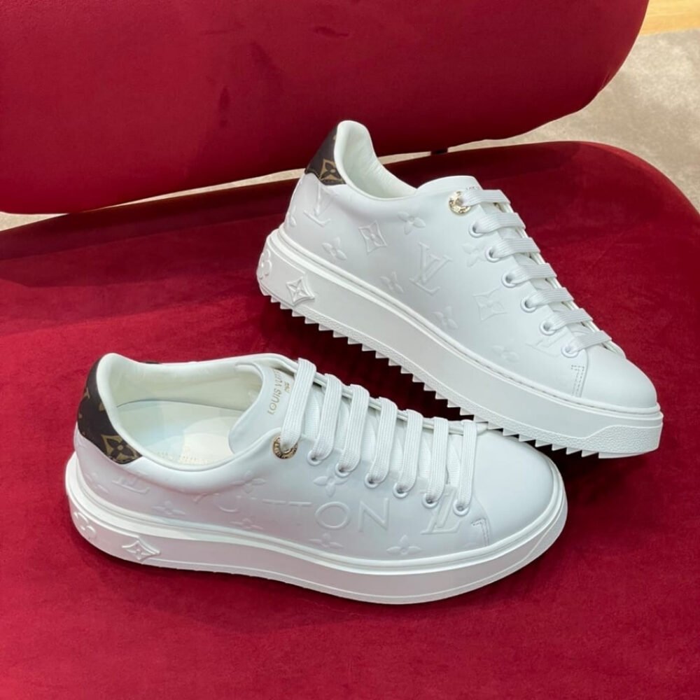 Louis Vuitton Time Out Sneaker Debossed Pattern White Brown 1AAP6E