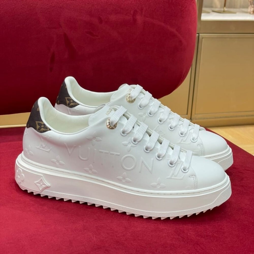 Louis Vuitton Time Out Sneaker Debossed Pattern White Brown 1AAP6E