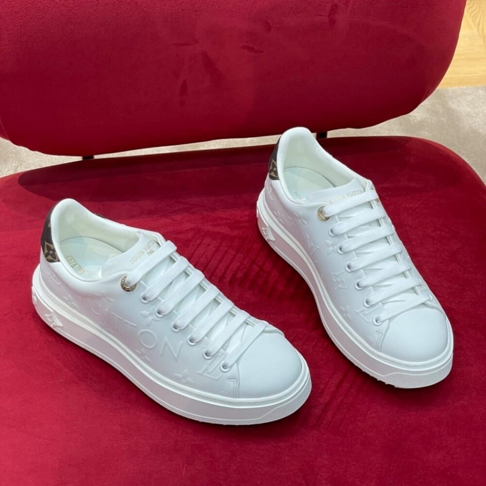 Louis Vuitton Time Out Sneaker Debossed Pattern White Brown 1AAP6E
