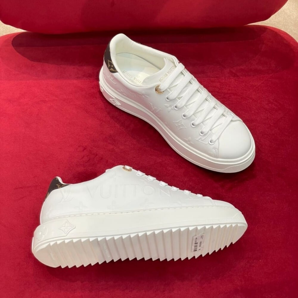 Louis Vuitton Time Out Sneaker Debossed Pattern White Brown 1AAP6E
