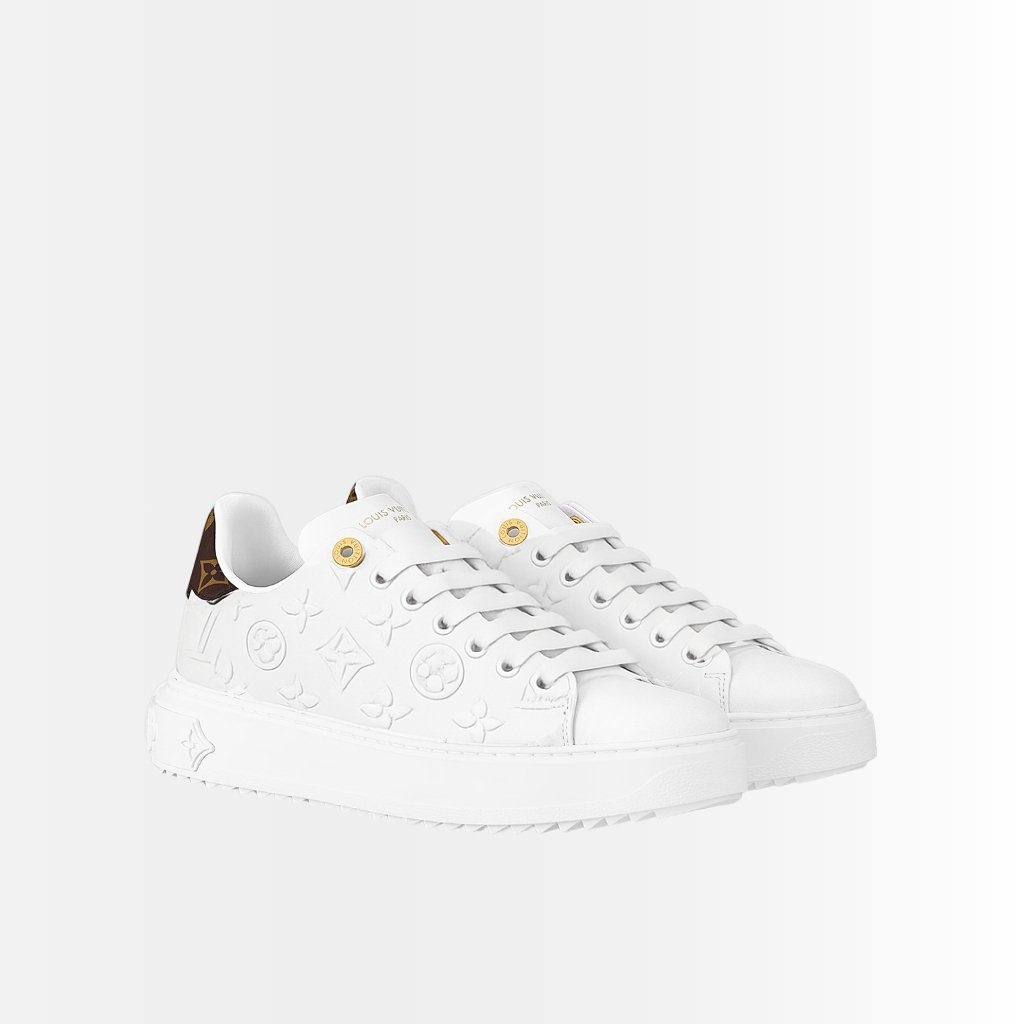 Louis Vuitton Time Out Sneaker Debossed Pattern White Brown 1AAP6E
