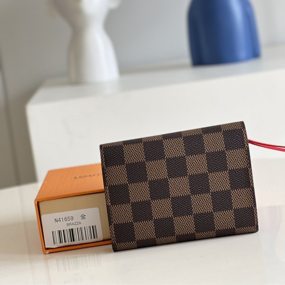 Louis Vuitton Victorine Wallet Damier Canvas Red 12Cm N41659